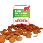 A ração Campeão é rica em carne - ainda mais saborosa. Croquete com 15mm de tamanho.