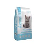 Ração seca e completa para gatinhos com menos de 12 meses e gatas gestantes e lactantes.