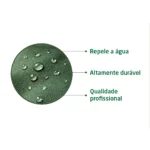 Tecido de grande qualidade. Repele a água com eficácia. Evita sujidade na roupa.