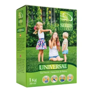 Sementes de Relva NATURE SEEDS de excelente qualidade. 1kg de sementes de relva universal. Todo o tipo de solos. Muito resistente ao pisoteio. Adaptada a relvados desportivos. Germinação rápida.