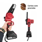 Imagem explicativa de funcionalidades da mini motosserra 600w